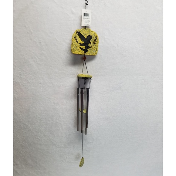 Windchime Yellow Etched Polyresin Stone Eagle - Picture 1 of 4